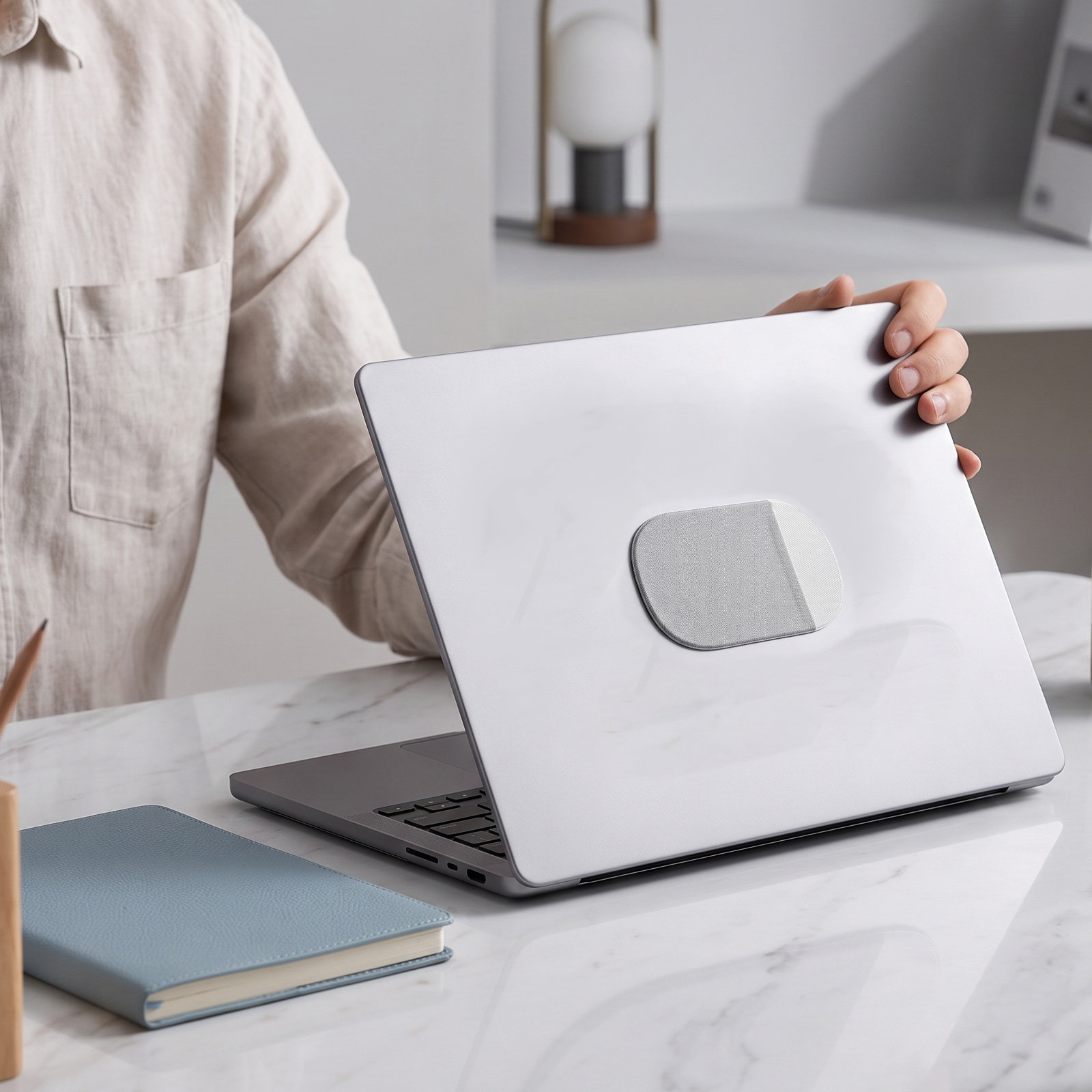 Tech Accessories Case - Adhesive Laptop Mouse Holder Grey Portable
