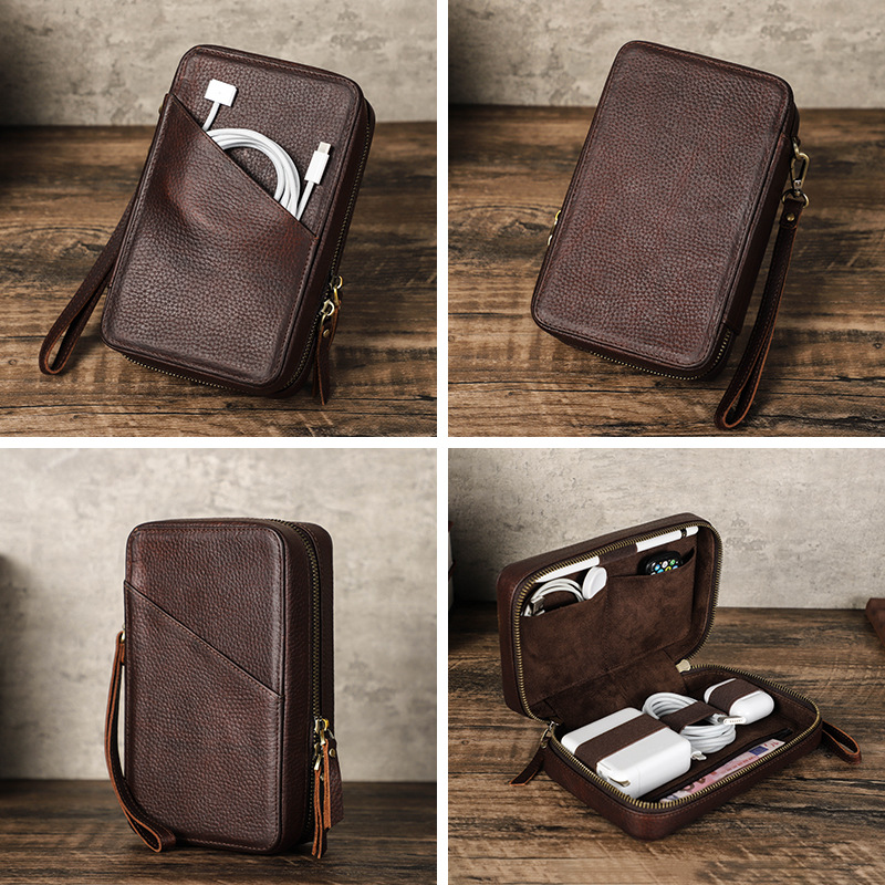 Vintage Brown Genuine Cowhide  - Tech Accessories Case ulasan dan harga